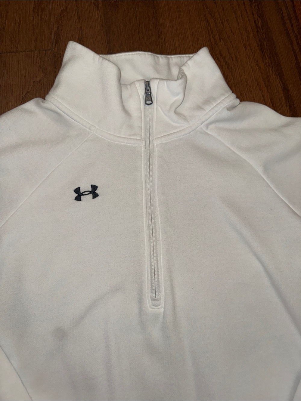 Under Armour White Half-Zip Pullover Sweatshirt Cold Weather Activewear - Picture 2 of 5
